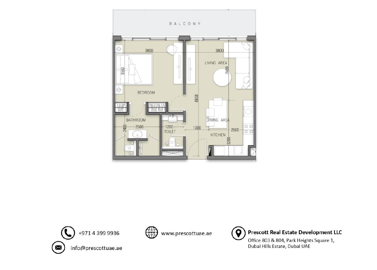 Luxury Apartment with One-Bedroom at SERENE GARDENS (Unit 1007, Type 2)