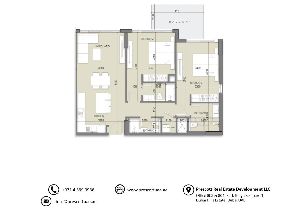 Luxury Apartment with Two-Bedrooms at SERENE GARDENS (Unit 114, Type 2)