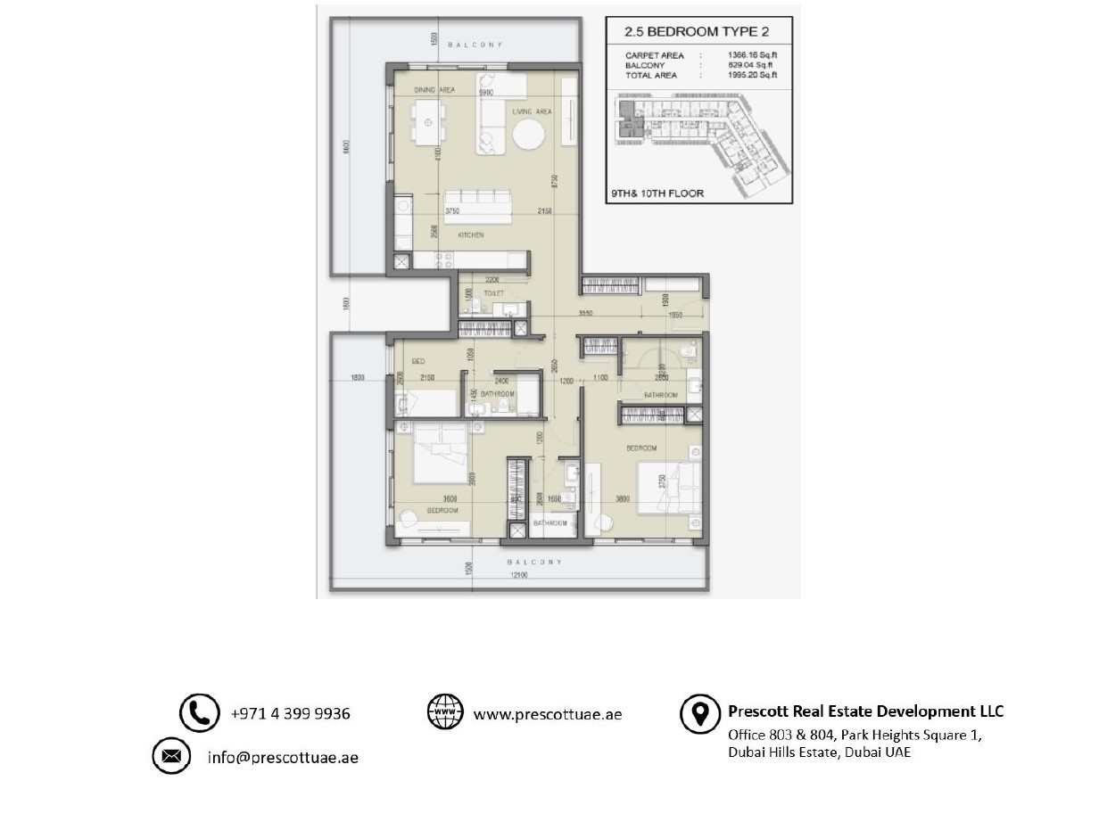 Luxury Apartment with Two Bedrooms + Maid's at SERENE GARDENS (Unit 317, Type 1)