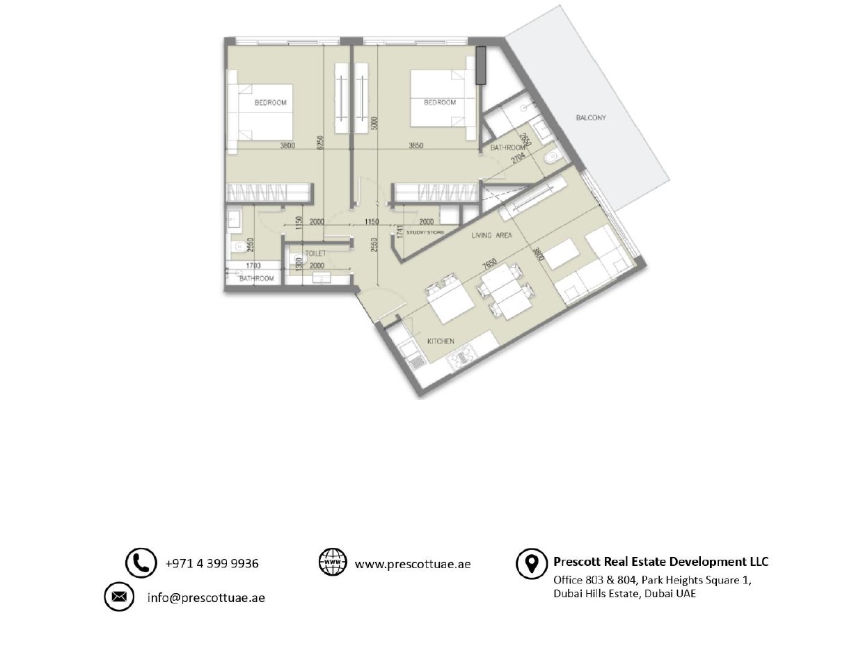 Luxury Apartment with Two-Bedrooms at SERENE GARDENS (Unit 812, Type 3)