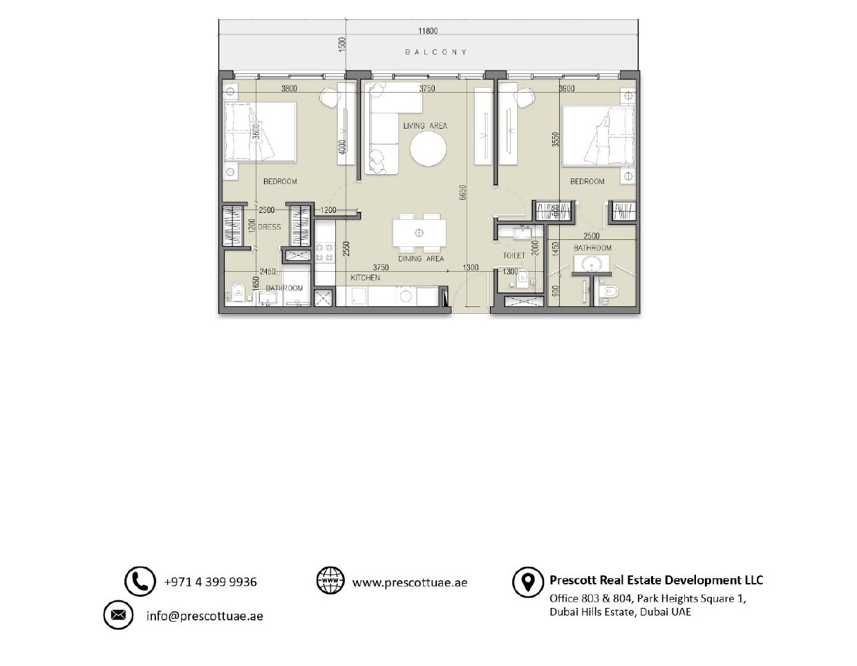 Luxury Apartment with Two-Bedrooms at SERENE GARDENS (Unit 913, Type 3)